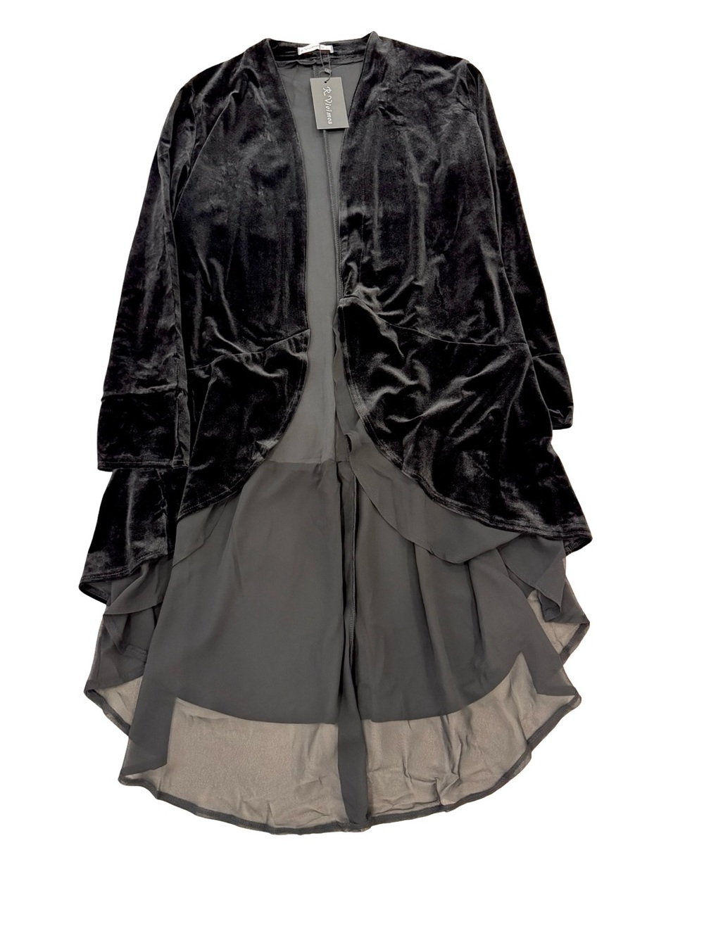 Black Velvet Open-Front Women's Cardigan - Picture 4 of 10